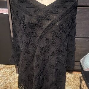 Jon & Anna Black Textured V-Neck poncho